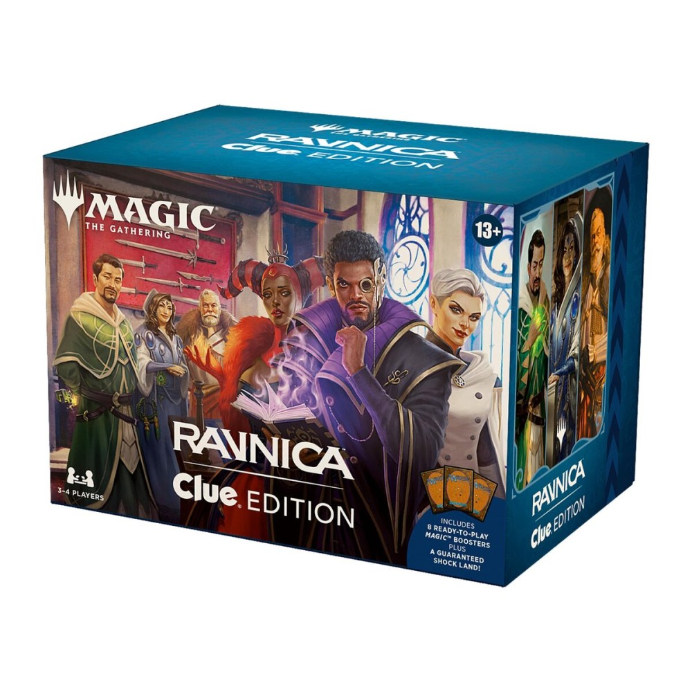 Magic: The Gathering Ravnica: Clue Edition - 3-4 Player Murder Mystery Card Game (Includes 8 Ready-to-Play Boosters, 21 Evidence Cards, 1 Foil Shock Land, and Detective Game Accessories) Magic: The Gathering Ravnica: Clue Edition - 3-4 Player Murder Mystery Card Game (Includes 8 Ready-to-Play Boosters, 21 Evidence Cards, 1 Foil Shock Land, and Detective Game Accessories)