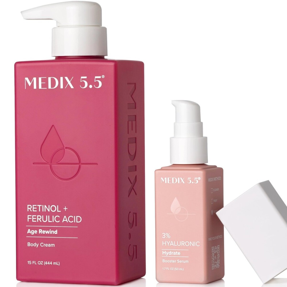 Medix 5.5 Retinol Body Lotion + 3% Hyaluronic Acid Booster Serum Moisturizer Skin Care Set, Crepey Skin Care Treatment, Retinol Body Cream, Retinol Cream Targets Sagging Crepe Skin & Wrinkles, 2PC Medix 5.5 Retinol Body Lotion + 3% Hyaluronic Acid Booster Serum Moisturizer Skin Care Set, Crepey Skin Care Treatment, Retinol Body Cream, Retinol Cream Targets Sagging Crepe Skin & Wrinkles, 2PC