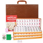 GUSTARIA American Mahjong Set, Mahjong Game Set with 166 Numbered 1.5 Large Size TilesGreen,Brown Carrying Case, English Manual