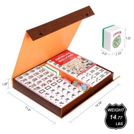 GUSTARIA American Mahjong Set, Mahjong Game Set with 166 Numbered 1.5 Large Size TilesGreen,Brown Carrying Case, English Manual GUSTARIA American Mahjong Set, Mahjong Game Set with 166 Numbered 1.5 Large Size TilesGreen,Brown Carrying Case, English Manual