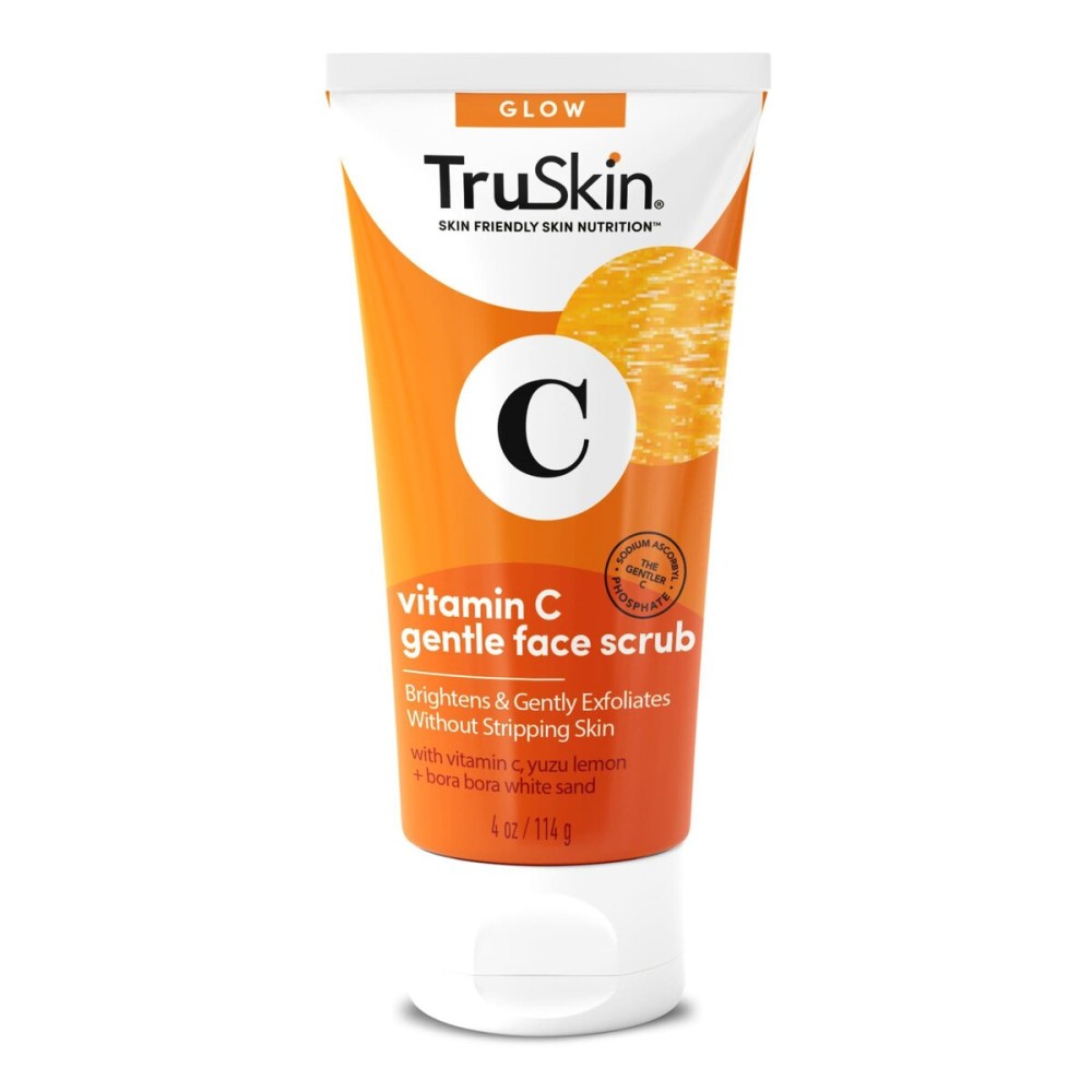 TruSkin Vitamin C Gentle Face Scrub - Brightening Daily Face Exfoliator for All Skin Types - Softens & Smooths Skin with Vitamin C, Yuzu Lemon, and Exfoliating Bora Bora White Sand - 4 Fl. Oz TruSkin Vitamin C Gentle Face Scrub - Brightening Daily Face Exfoliator for All Skin Types - Softens & Smooths Skin with Vitamin C, Yuzu Lemon, and Exfoliating Bora Bora White Sand - 4 Fl. Oz
