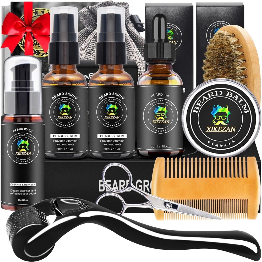 XIKEZAN Beard Kit for Men Grooming & Care Set w/2 Pack Beard Serum, Wash, Oil, Balm, Comb, Brush, Scissor, Bag, EBook, Unique Birthday Gifts for Men Him Dad Husband Brother Christmas Stocking Stuffers XIKEZAN Beard Kit for Men Grooming & Care Set w/2 Pack Beard Serum, Wash, Oil, Balm, Comb, Brush, Scissor, Bag, EBook, Unique Birthday Gifts for Men Him Dad Husband Brother Christmas Stocking Stuffers