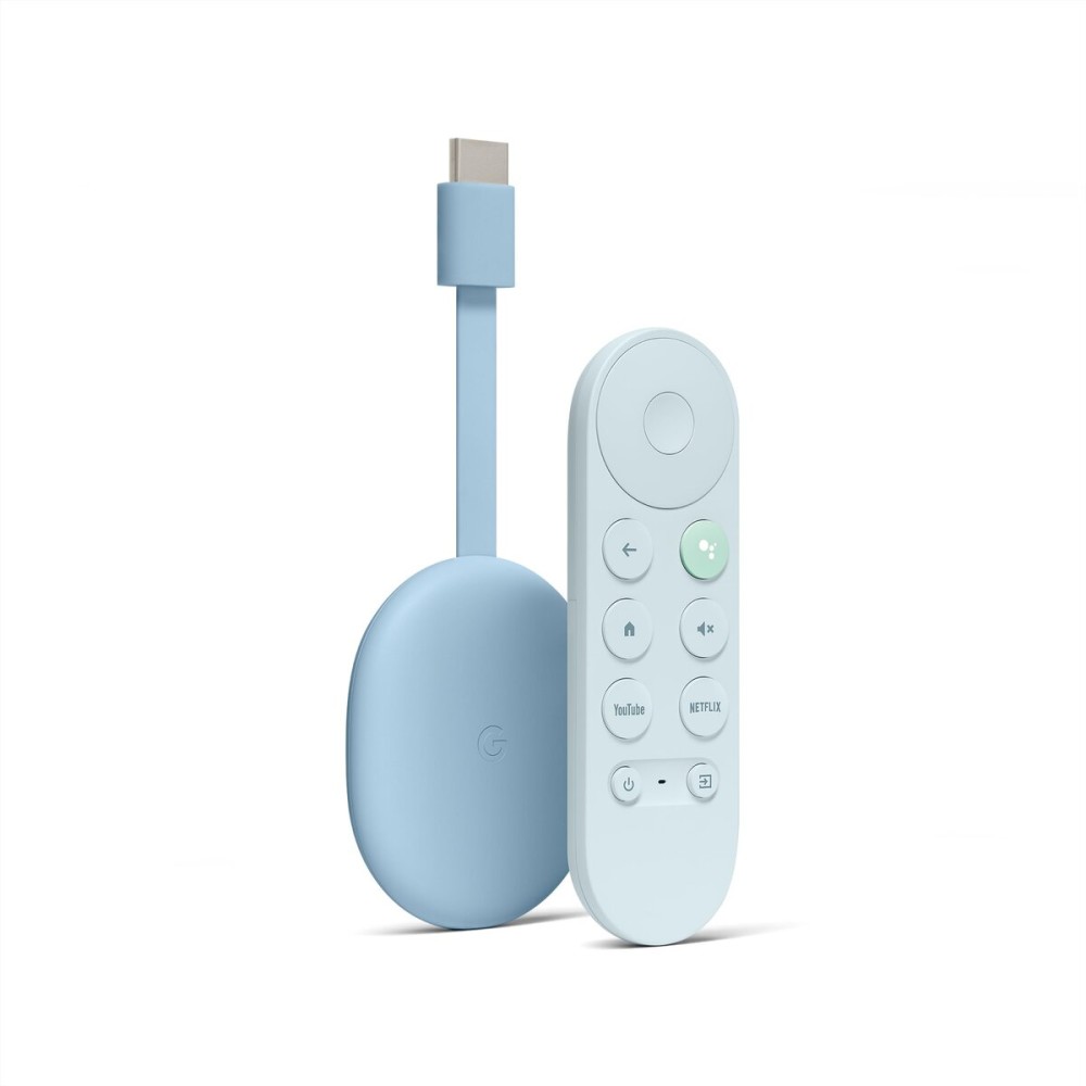 Chromecast with Google TV (4K)- Streaming Stick Entertainment on Your TV with Voice Search - Watch Movies, Shows, and Live TV in 4K HDR - Sky Blue with Accessories