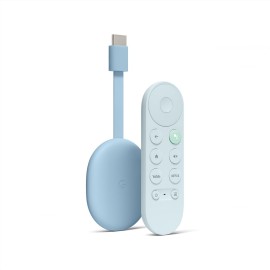 Chromecast with Google TV (4K)- Streaming Stick Entertainment on Your TV with Voice Search - Watch Movies, Shows, and Live TV in 4K HDR - Sky Blue with Accessories