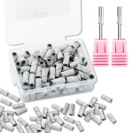 C12rtive 100 Pcs 3mm Professional Small Sanding Bands & 2Pcs Small Mandrel Bit Set for Nail Drill,150 Upgrade Design 3mm Nail File for Manicures and Pedicure with Stainless Steel Shaft