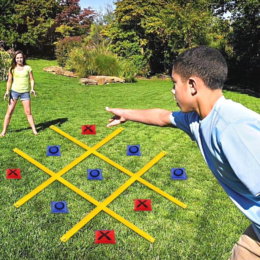 VANPET Giant Tic Tac Toe Bean Bag Toss Games for Kids Adults Family, Large Outside Lawn Yard Backyard Carnival Field Day Game, Beach Picnic Camping Birthday Party Family Reunion Games (Standard)