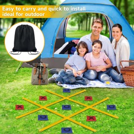 VANPET Giant Tic Tac Toe Bean Bag Toss Games for Kids Adults Family, Large Outside Lawn Yard Backyard Carnival Field Day Game, Beach Picnic Camping Birthday Party Family Reunion Games (Standard)