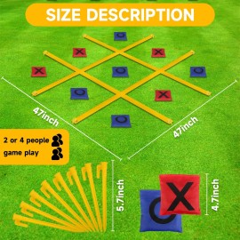 VANPET Giant Tic Tac Toe Bean Bag Toss Games for Kids Adults Family, Large Outside Lawn Yard Backyard Carnival Field Day Game, Beach Picnic Camping Birthday Party Family Reunion Games (Standard)