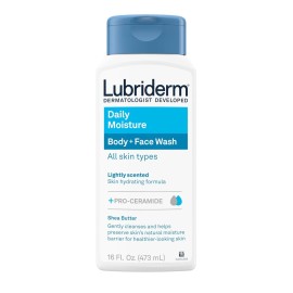 Lubriderm Daily Moisture Body + Face Wash, Hydrating Body Wash + Moisturizing Facial Cleanser with Pro-Ceramide & Shea Butter to Gently Cleanse, Light Fragrance & Hypoallergenic, 16 fl. oz Lubriderm Daily Moisture Body + Face Wash, Hydrating Body Wash + Moisturizing Facial Cleanser with Pro-Ceramide & Shea Butter to Gently Cleanse, Light Fragrance & Hypoallergenic, 16 fl. oz
