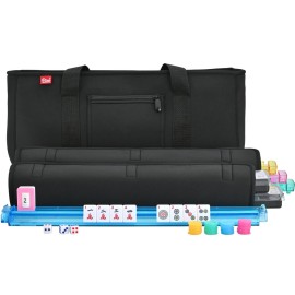 yookee home Mahjong Tiles Set American Mahjong Set 166 Premium White Tiles with Neoprene Bag and Accessories Complete Mahjong Game Set, Western Mah Jong, Mahjong, Ma Jong Set, Black
