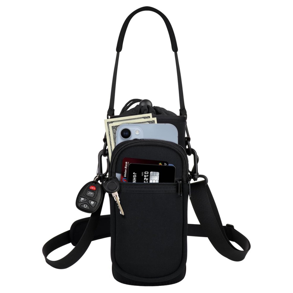 Bstge Water Bottle Holder with Strap, Water Bottle Carrier Bag with Phone Pocket, Shoulder Hand Strap Insulated Neoprene 32 oz Water Bottle Sleeve for Walking Hiking Camping Gym(black) Bstge Water Bottle Holder with Strap, Water Bottle Carrier Bag with Phone Pocket, Shoulder Hand Strap Insulated Neoprene 32 oz Water Bottle Sleeve for Walking Hiking Camping Gym(black)