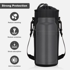 Bstge Water Bottle Holder with Strap, Water Bottle Carrier Bag with Phone Pocket, Shoulder Hand Strap Insulated Neoprene 32 oz Water Bottle Sleeve for Walking Hiking Camping Gym(black) Bstge Water Bottle Holder with Strap, Water Bottle Carrier Bag with Phone Pocket, Shoulder Hand Strap Insulated Neoprene 32 oz Water Bottle Sleeve for Walking Hiking Camping Gym(black)