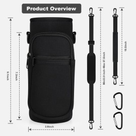 Bstge Water Bottle Holder with Strap, Water Bottle Carrier Bag with Phone Pocket, Shoulder Hand Strap Insulated Neoprene 32 oz Water Bottle Sleeve for Walking Hiking Camping Gym(black) Bstge Water Bottle Holder with Strap, Water Bottle Carrier Bag with Phone Pocket, Shoulder Hand Strap Insulated Neoprene 32 oz Water Bottle Sleeve for Walking Hiking Camping Gym(black)