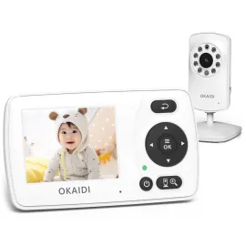 OKAIDI Video Baby Monitor with Camera and Audio, 2.4\'\' Portable Travel Baby Monitor, 1000ft Long Range Transmission, Baby Monitor No WiFi, Infrared Night Vision, VOX Mode, Baby Monitor