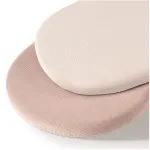 MairMore Muslin Bassinet Sheets for Babies - Soft & Breathable 100% Cotton Fitted Sheets for Oval, Rectangle, Hourglass Bassinet Mattress Pads, 2-Pack (Ivory & Pink)