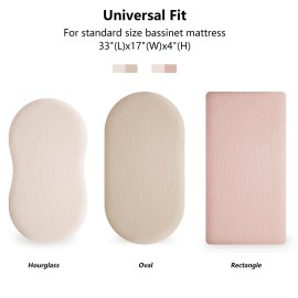 MairMore Muslin Bassinet Sheets for Babies - Soft & Breathable 100% Cotton Fitted Sheets for Oval, Rectangle, Hourglass Bassinet Mattress Pads, 2-Pack (Ivory & Pink) MairMore Muslin Bassinet Sheets for Babies - Soft & Breathable 100% Cotton Fitted Sheets for Oval, Rectangle, Hourglass Bassinet Mattress Pads, 2-Pack (Ivory & Pink)