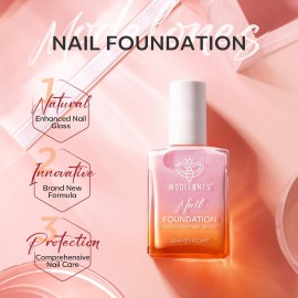 modelones Nail Strengthener, Sparkle Pink Nail Natural Concealer Foundation Polish Air Dry Nail Growth Polish for Damaged Nails Imperfection Masking Gifts for Women 15ml modelones Nail Strengthener, Sparkle Pink Nail Natural Concealer Foundation Polish Air Dry Nail Growth Polish for Damaged Nails Imperfection Masking Gifts for Women 15ml