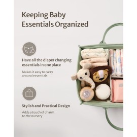 Blissful Diary Baby Diaper Caddy Organizer, Stylish Storage Basket for Newborn Essentials and Diaper Station, Gift for Baby Shower and Registry Must-Have, Sage Green Blissful Diary Baby Diaper Caddy Organizer, Stylish Storage Basket for Newborn Essentials and Diaper Station, Gift for Baby Shower and Registry Must-Have, Sage Green