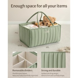 Blissful Diary Baby Diaper Caddy Organizer, Stylish Storage Basket for Newborn Essentials and Diaper Station, Gift for Baby Shower and Registry Must-Have, Sage Green Blissful Diary Baby Diaper Caddy Organizer, Stylish Storage Basket for Newborn Essentials and Diaper Station, Gift for Baby Shower and Registry Must-Have, Sage Green