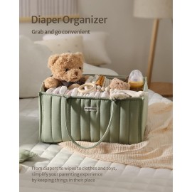 Blissful Diary Baby Diaper Caddy Organizer, Stylish Storage Basket for Newborn Essentials and Diaper Station, Gift for Baby Shower and Registry Must-Have, Sage Green Blissful Diary Baby Diaper Caddy Organizer, Stylish Storage Basket for Newborn Essentials and Diaper Station, Gift for Baby Shower and Registry Must-Have, Sage Green