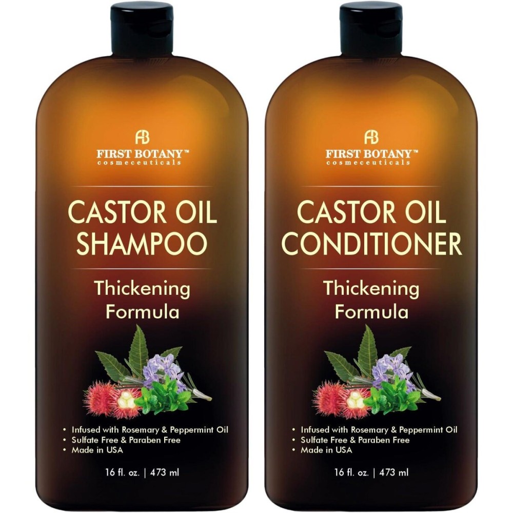 Castor Oil Shampoo and Conditioner - An Anti Hair Loss Set Thickening formula For Hair Regrowth, Anti Thinning Sulfate Free For Men & Women Anti Dandruff Treatment - 16 oz Castor Oil Shampoo and Conditioner - An Anti Hair Loss Set Thickening formula For Hair Regrowth, Anti Thinning Sulfate Free For Men & Women Anti Dandruff Treatment - 16 oz