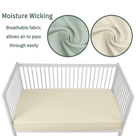 GUNTAIL Baby Crib Sheets for Boys Girls, 2 Pack Fitted Crib Sheet for Standard Crib and Toddler Mattress, Soft Microfiber Baby Sheet 52x28x8in (Brown & Green)