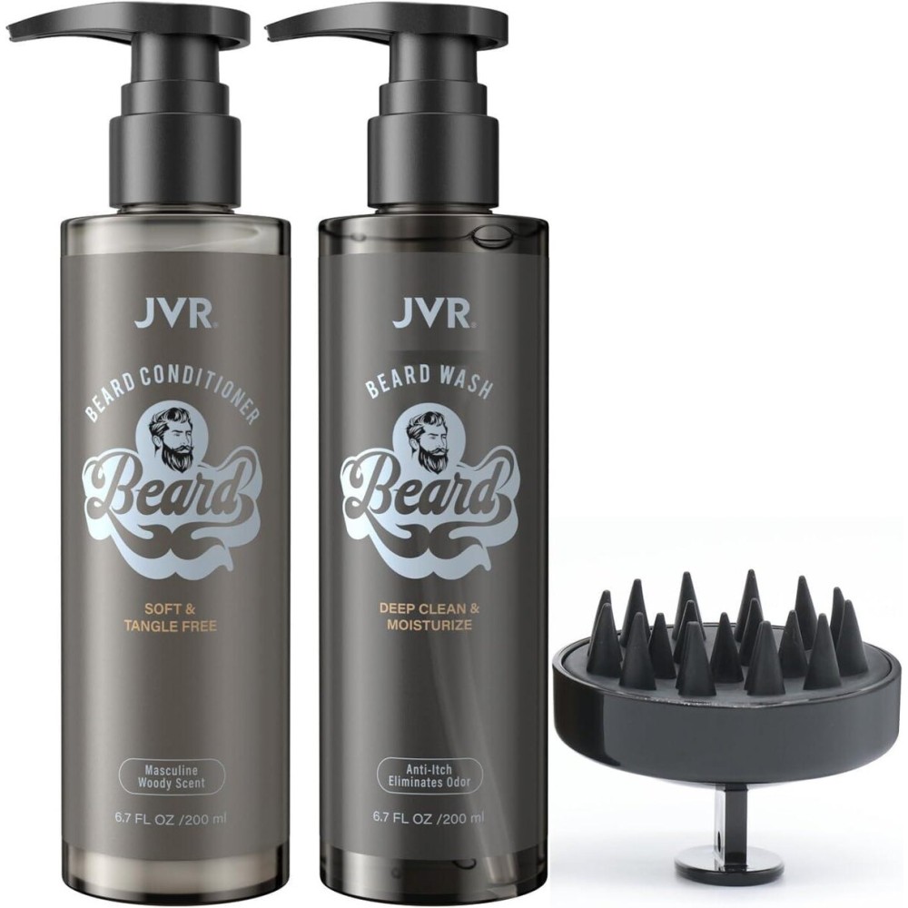 JVR Beard Wash and Beard Conditioner for Men, Beard Shampoo Cleanse and Reduces Frizz, Soften & Strengthens, Organic with Coconut, Aloe, Provides Shine for Dry & Coarse Beards, Beard Care (6.7oz) JVR Beard Wash and Beard Conditioner for Men, Beard Shampoo Cleanse and Reduces Frizz, Soften & Strengthens, Organic with Coconut, Aloe, Provides Shine for Dry & Coarse Beards, Beard Care (6.7oz)