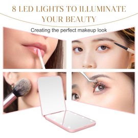 Kakuje Travel Mirror with Light, 1X/3X Magnification LED Compact Mirror with Nternal BIattery, Pink Mini Mirror for Purse, Pocket,Travel and Present Kakuje Travel Mirror with Light, 1X/3X Magnification LED Compact Mirror with Nternal BIattery, Pink Mini Mirror for Purse, Pocket,Travel and Present