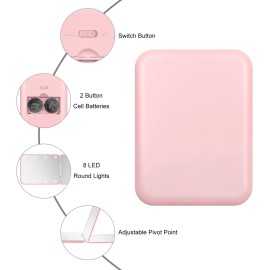 Kakuje Travel Mirror with Light, 1X/3X Magnification LED Compact Mirror with Nternal BIattery, Pink Mini Mirror for Purse, Pocket,Travel and Present Kakuje Travel Mirror with Light, 1X/3X Magnification LED Compact Mirror with Nternal BIattery, Pink Mini Mirror for Purse, Pocket,Travel and Present