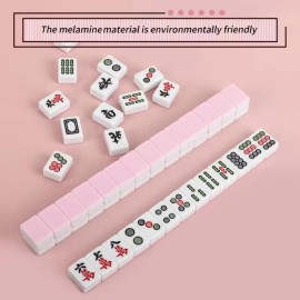 TWBTC Chinese Pink 1.17 inches Compact Mahjong Set, Travel Small Size, 144 + 8 Blank Melamine Tiles, with Portable Travel Handbag Complete Mahjong Game Set TWBTC Chinese Pink 1.17 inches Compact Mahjong Set, Travel Small Size, 144 + 8 Blank Melamine Tiles, with Portable Travel Handbag Complete Mahjong Game Set