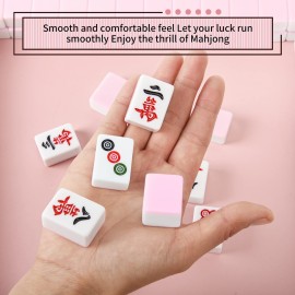 TWBTC Chinese Pink 1.17 inches Compact Mahjong Set, Travel Small Size, 144 + 8 Blank Melamine Tiles, with Portable Travel Handbag Complete Mahjong Game Set TWBTC Chinese Pink 1.17 inches Compact Mahjong Set, Travel Small Size, 144 + 8 Blank Melamine Tiles, with Portable Travel Handbag Complete Mahjong Game Set
