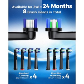 TEETHEORY Rotating Electric Toothbrush for Adults with 8 Brush Heads (2 Types), 4 Modes Deep Clean Electric Toothbrush with Rechargeable Power and 2 Min Smart Timer (1- Black, p1) TEETHEORY Rotating Electric Toothbrush for Adults with 8 Brush Heads (2 Types), 4 Modes Deep Clean Electric Toothbrush with Rechargeable Power and 2 Min Smart Timer (1- Black, p1)
