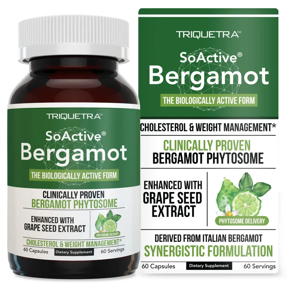 SoActive Bergamot: 2.5X More Effective, Italian Citrus Bergamot Phytosome - Clinically Validated | Enhanced with Grape Seed Extract - Supports Cholesterol & Weight Management (60 Capsules) SoActive Bergamot: 2.5X More Effective, Italian Citrus Bergamot Phytosome - Clinically Validated | Enhanced with Grape Seed Extract - Supports Cholesterol & Weight Management (60 Capsules)