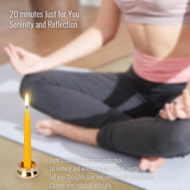 20 Minute Pure Beeswax Candles, Dripless Meditation Candles, Mini Taper Candles, Set of 20 with Brass Candle Holders. 20 Minute Pure Beeswax Candles, Dripless Meditation Candles, Mini Taper Candles, Set of 20 with Brass Candle Holders.