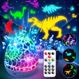 PIKOY Dinosaur Night Light Projector | 15 Sounds & 3D Films | 31Colors & Remote Control | Dinosaur Toys for Kids 3-8, Toddler Toys, Boys Room Decor, STEM Educational Gifts