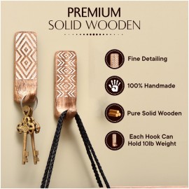 Indian Shelf Boho Decorative Wood Adhesive Wall Hooks for Coats - 3 Hooks 6 Strips, Waterproof, Rustproof Towel Holder, No-Drill Hangers for Bathroom & Kitchen - Cute Key Holder for Wall Indian Shelf Boho Decorative Wood Adhesive Wall Hooks for Coats - 3 Hooks 6 Strips, Waterproof, Rustproof Towel Holder, No-Drill Hangers for Bathroom & Kitchen - Cute Key Holder for Wall