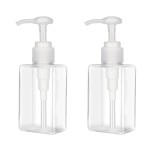 100ml (3.4oz) Pump Bottle Dispenser Jansburg 2 Pack Refillable Flat Square Plastic Lotion Dispenser Leakproof Empty Lotion Pump Bottle for Essential Oil Soap Lotion Shampoo Clear