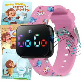 Potty Training Watch for Kids V2 - A Water Resistant Toilet Reminder Device for Boys & Girls to Train Your Toddler with Fun/Musical & Vibration Interval Reminder with Potty Training eBook (Unicorns)