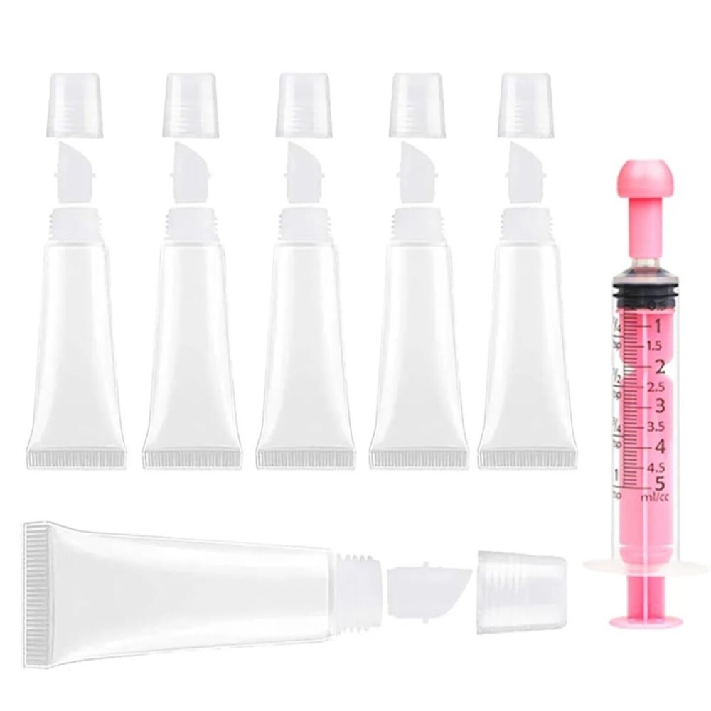 uadbau 6PCS Empty Lip Gloss Tubes - 8ml Clear Lip Balm Tubes with 5ml Syringes - Refillable Squeeze Tubes for Lip Gloss - Mini Cosmetic Soft Tubes for DIY Lip Gloss and Travel Toiletries uadbau 6PCS Empty Lip Gloss Tubes - 8ml Clear Lip Balm Tubes with 5ml Syringes - Refillable Squeeze Tubes for Lip Gloss - Mini Cosmetic Soft Tubes for DIY Lip Gloss and Travel Toiletries