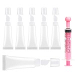 uadbau 6PCS Empty Lip Gloss Tubes - 8ml Clear Lip Balm Tubes with 5ml Syringes - Refillable Squeeze Tubes for Lip Gloss - Mini Cosmetic Soft Tubes for DIY Lip Gloss and Travel Toiletries