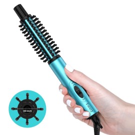 Farery Mini Thermal Brush, Curling Iron 3/4 Inch, Heated Round Brush for Volumizing and Small Curls, Travel Size Curling Iron for Short & Thin Hair, Dual Voltage, One Heat 392F, Blue