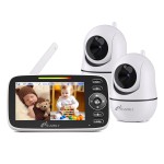 iFamily Split Screen Baby Monitor, Large Display Video Baby Monitor with 2 Cameras and Audio, Long Range, Remote pan tilt, Night Vision, Temperature Sensor, 2 Way Talk, Feeding Clock and lullabies.