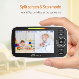 iFamily Split Screen Baby Monitor, Large Display Video Baby Monitor with 2 Cameras and Audio, Long Range, Remote pan tilt, Night Vision, Temperature Sensor, 2 Way Talk, Feeding Clock and lullabies. iFamily Split Screen Baby Monitor, Large Display Video Baby Monitor with 2 Cameras and Audio, Long Range, Remote pan tilt, Night Vision, Temperature Sensor, 2 Way Talk, Feeding Clock and lullabies.