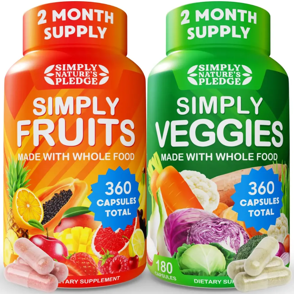 Simply Nature\'s Pledge -Packed with 42 Different Fruits & Vegetables - Made with Whole Food Superfoods - with Aloe Vera - 100% Soy Free -2 Month Supply- 180 Count (Pack of 2) Simply Nature\'s Pledge -Packed with 42 Different Fruits & Vegetables - Made with Whole Food Superfoods - with Aloe Vera - 100% Soy Free -2 Month Supply- 180 Count (Pack of 2)
