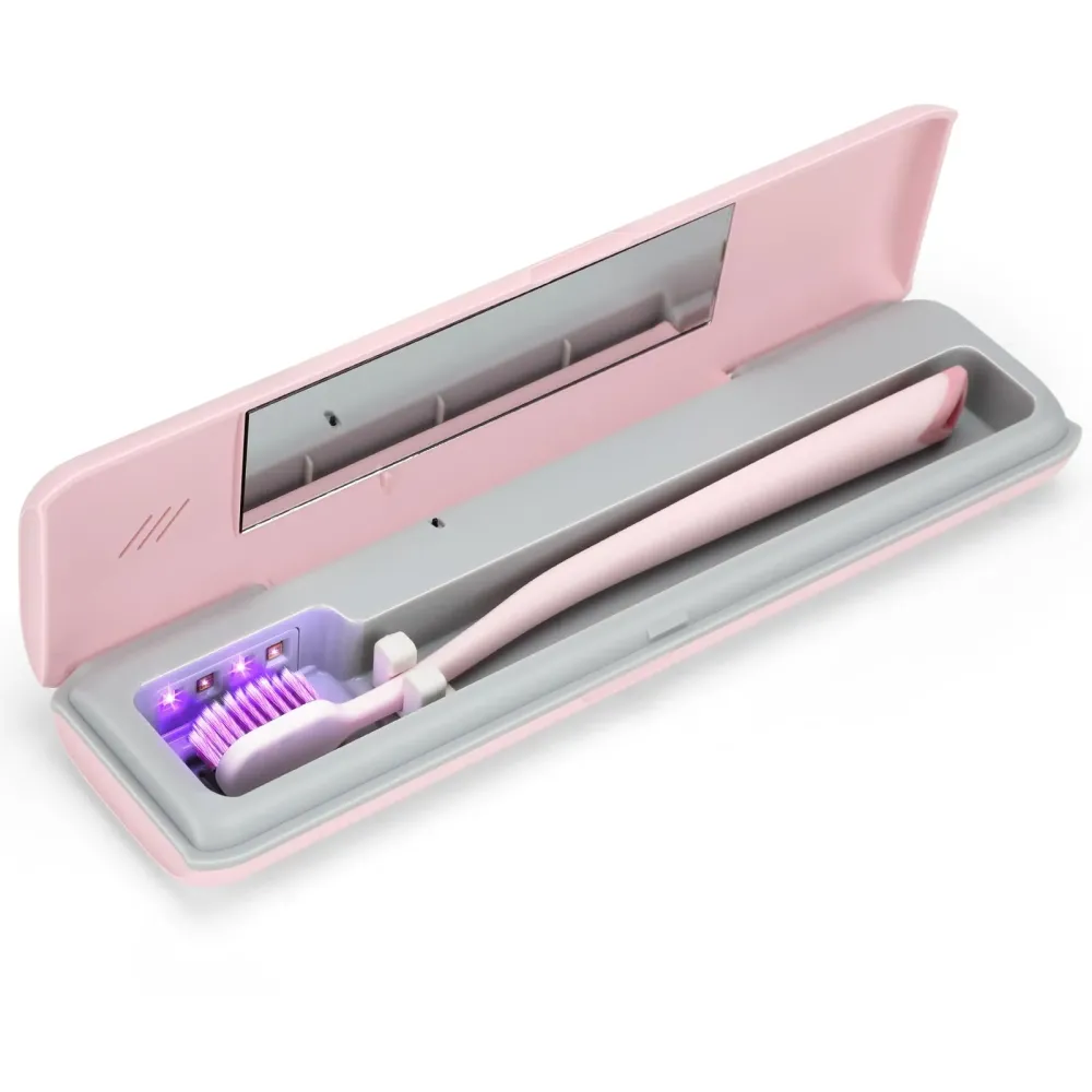 YourMate Toothbrush Sanitizer Case Travel Toothbrush Covers Case for Houshold and Traveling Power by AA Battery or USB-C Pink YourMate Toothbrush Sanitizer Case Travel Toothbrush Covers Case for Houshold and Traveling Power by AA Battery or USB-C Pink