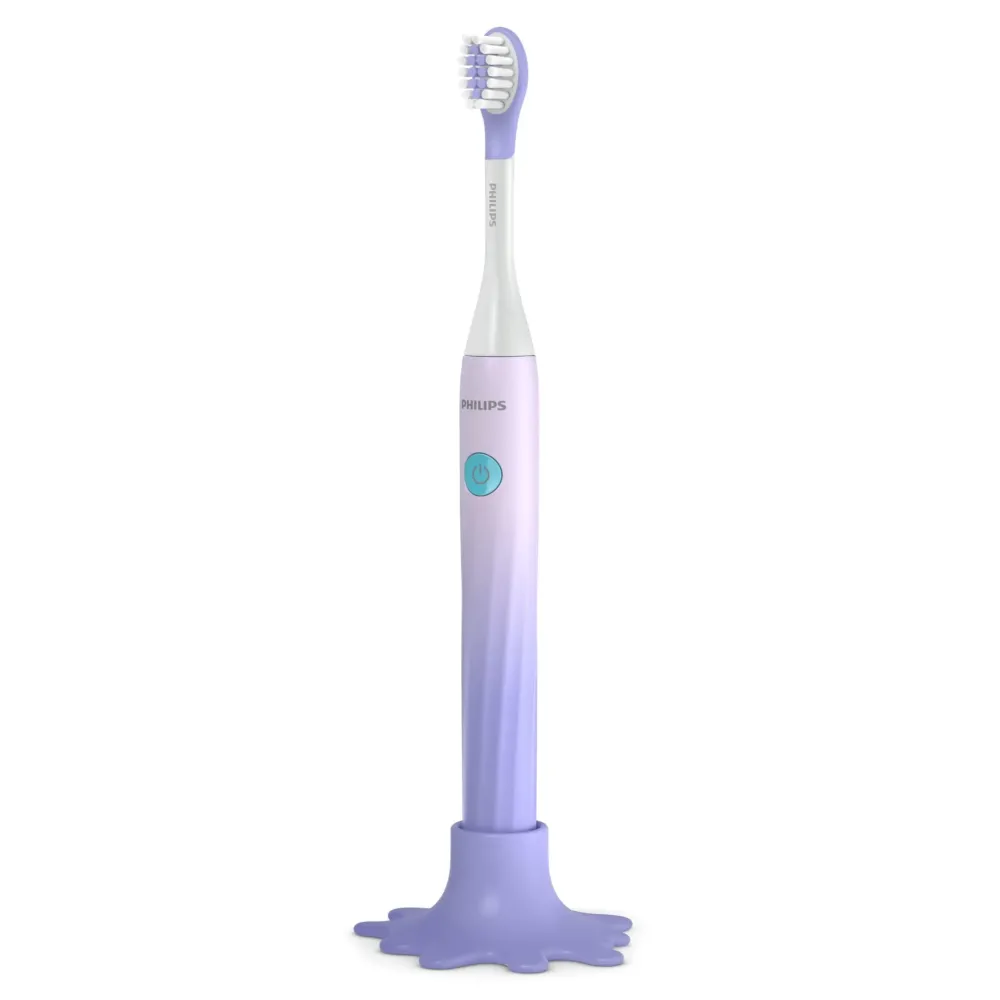 Philips One for Kids by Sonicare, Battery Toothbrush, for Kids Age 3+, with SmarTimer and QuadPacer for Thorough Clean, Lightweight and Colorful Handle, Quick Start Guide, Purple, Model HY1130/01 Philips One for Kids by Sonicare, Battery Toothbrush, for Kids Age 3+, with SmarTimer and QuadPacer for Thorough Clean, Lightweight and Colorful Handle, Quick Start Guide, Purple, Model HY1130/01