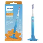 Philips One for Kids by Sonicare, Battery Toothbrush, for Kids Age 3+, with SmarTimer and QuadPacer for Thorough Clean, Lightweight and Colorful Handle, Quick Start Guide, Blue, Model HY1130/02