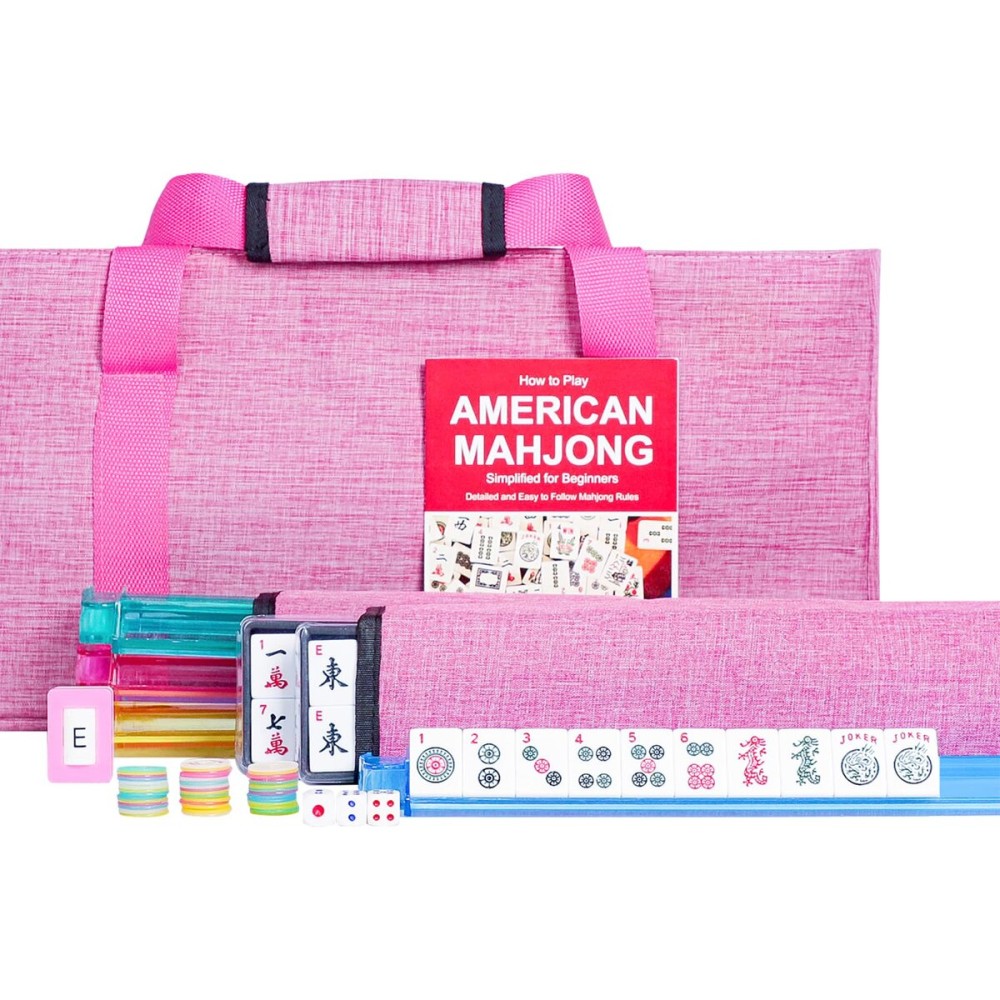 Jongyance American Mahjong Set, 166 White Tiles with Pink Bag, 4 All-in-One Rack/Pushers, Mah jongg Game Set (Mah-Jongg, Majiang,Ma Jong) Jongyance American Mahjong Set, 166 White Tiles with Pink Bag, 4 All-in-One Rack/Pushers, Mah jongg Game Set (Mah-Jongg, Majiang,Ma Jong)