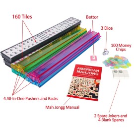 Jongyance American Mahjong Set, 166 White Tiles with Pink Bag, 4 All-in-One Rack/Pushers, Mah jongg Game Set (Mah-Jongg, Majiang,Ma Jong) Jongyance American Mahjong Set, 166 White Tiles with Pink Bag, 4 All-in-One Rack/Pushers, Mah jongg Game Set (Mah-Jongg, Majiang,Ma Jong)