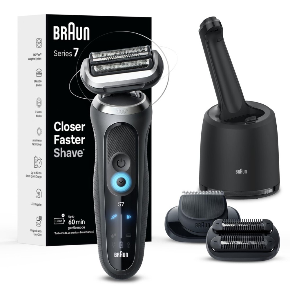 Braun Electric Shaver for Men, Series 7 7185cc, Wet & Dry Shave, Turbo & Gentle Shaving Modes, Waterproof Foil Shaver, Space Grey Braun Electric Shaver for Men, Series 7 7185cc, Wet & Dry Shave, Turbo & Gentle Shaving Modes, Waterproof Foil Shaver, Space Grey